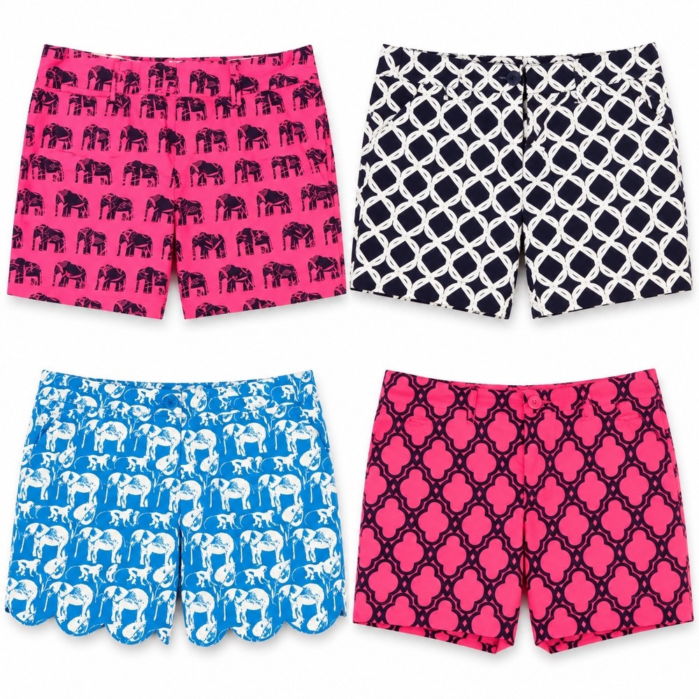 Crown & Ivy Women's Shorts Size 12 Lot of 4 Elephant / Geometric Preppy